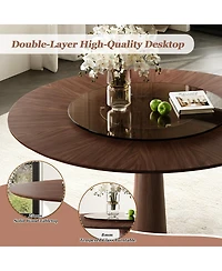 Streamdale Furniture Streamdale Solid Wood Dining Table with Glass Lazy Susan & Steel Base