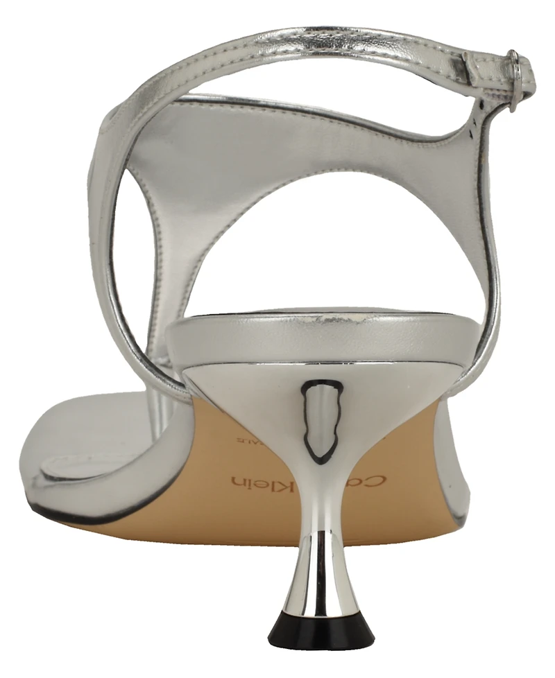 Calvin Klein Women's Portia T-Strap Flared Heel Dress Sandals
