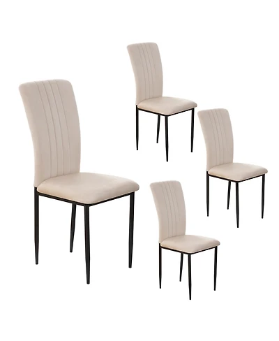 Streamdale Furniture Dining Chairs Set of 4 Modern Velvet Upholstered Chairs with Metal Legs