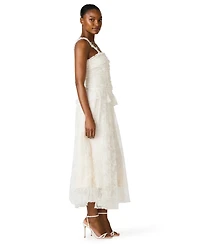 Steve Madden Juniors' Ruched Chantilly Lace Drop Waist Peplum Maxi Dress