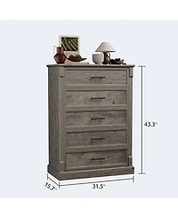 gaomon Farmhouse Drawer Dresser for Bedroom, Tall Chest of Drawers with Metal Handles, Rustic Wooden Dresser Tv Stand, for Living Room