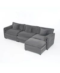 Boyel Living Modular Sectional Sofa , 3-Seater Comfy Cloud Couches with Movable Ottoman, Chenille