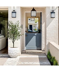 LuxenHome 14.6-Inch Round White Geometric MgO Planter