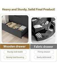gaomon 7 Drawer Wide Dresser, Freestanding Wooden Storage Cabinet for Living Room