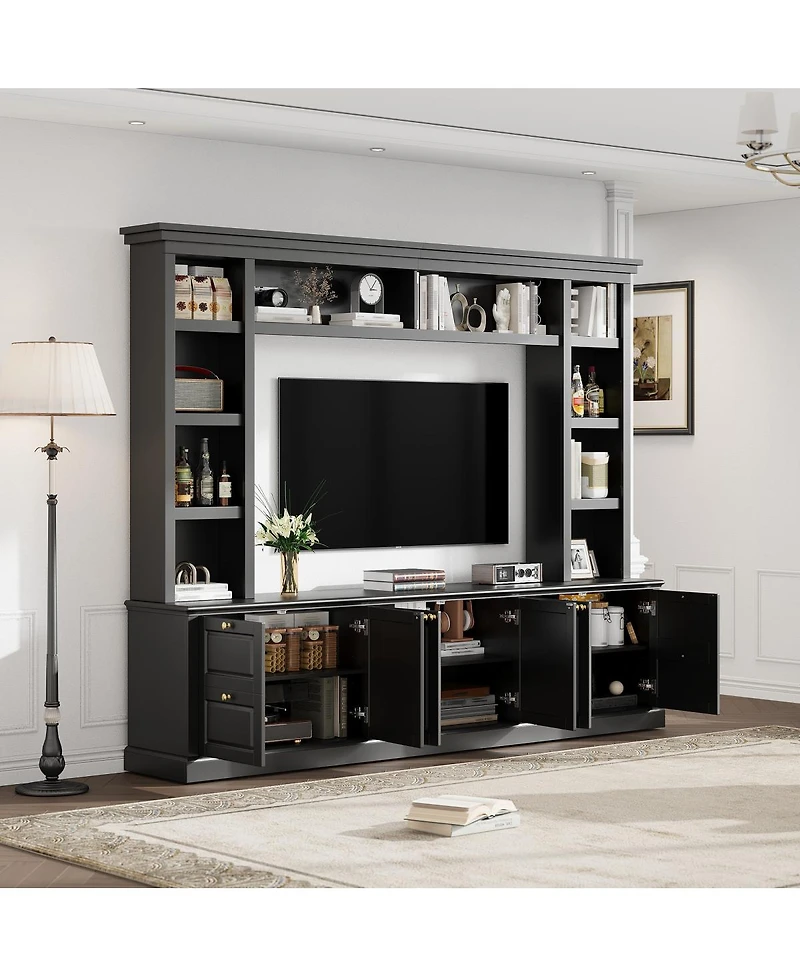 Streamdale Furniture Modern Tv Stand with Bookcase for TVs up to 70 inch, 3 Shelves