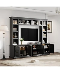 Streamdale Furniture Modern Tv Stand with Bookcase for TVs up to 70 inch, 3 Shelves