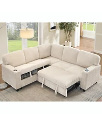 Streamdale Furniture L-Shaped Sectional Sofa Bed with Pull-Out Bed & Storage