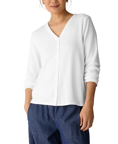 Eileen Fisher Women's V-Neck Long-Sleeve Top, Regular & Plus