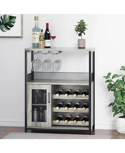 gaomon Wine Cabinet with Large Storage Space and Detachable Rack Small Sideboard and Buffet Cabinet with Mesh Door