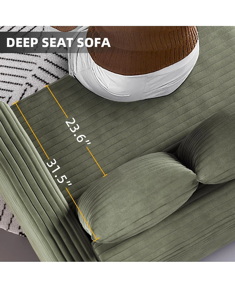 Streamdale Furniture Streamdale 102" Plush Corduroy 4-Seat Sofa, Modern Comfy Upholstered Cloud Couch