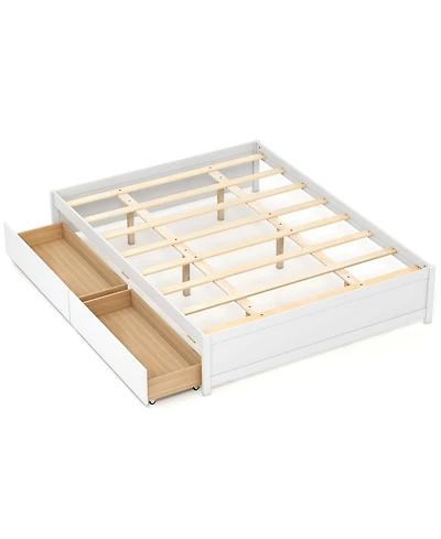Sugift Queen Size Bed Frame with 2 Rolling Storage Drawers