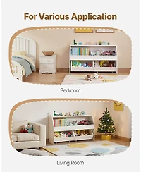 Rainsken Wooden Kids Bookshelf, Toy Storage Cabinet with 2 Mobile Drawers, Storage Organizer for Nursery, Living Room and Preschool