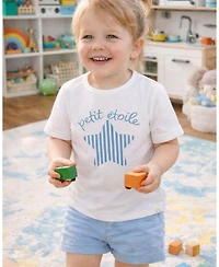 MeMoi Little Girls "Petit Etoile" Cotton-Rich Star-Themed 3/4-Sleeve T-Shirt