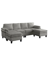 Streamdale Furniture 102" linen modular L-shaped cloud sofa with storage