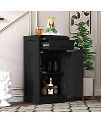 Streamdale Furniture Black color modular 24 wine bar cabinet Buffet Cabinet