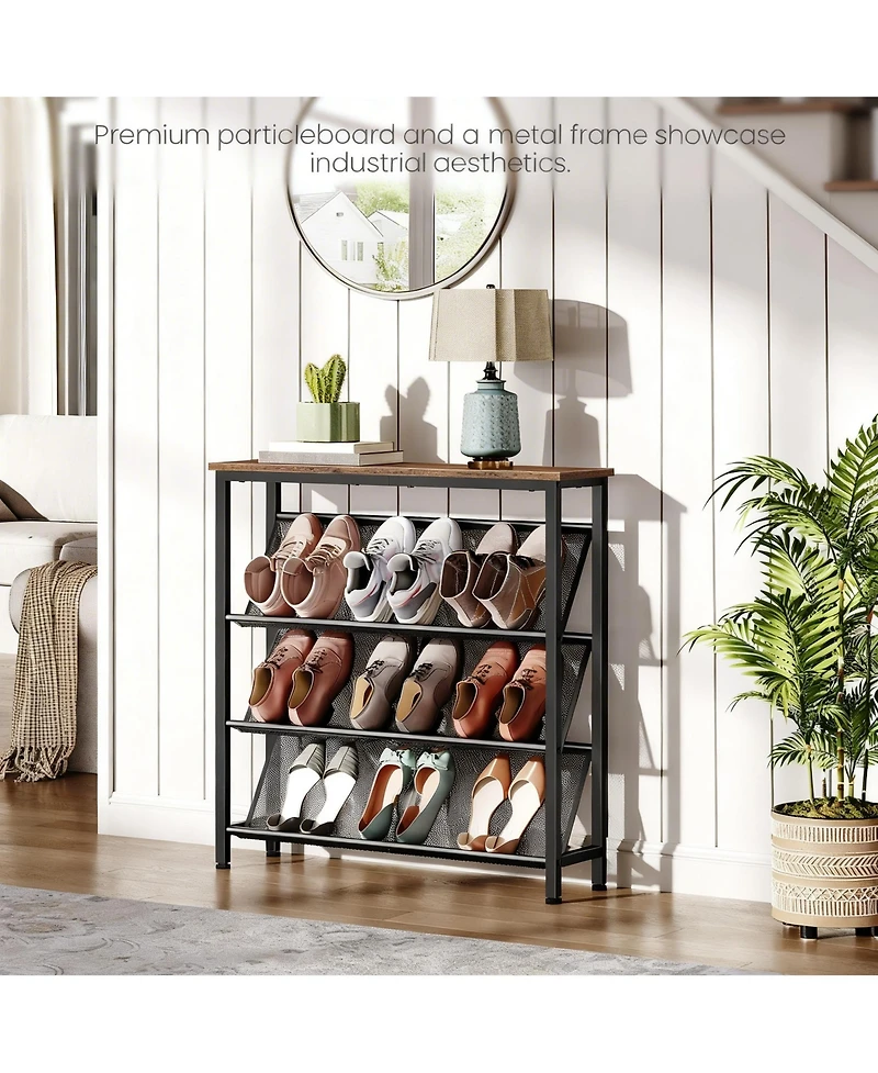 Yigii Slanted Shoe Rack for Small Spaces with Adjustable Feet