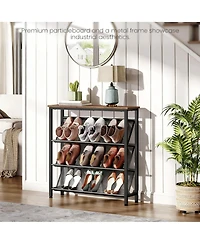 Yigii Slanted Shoe Rack for Small Spaces with Adjustable Feet