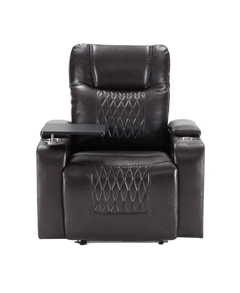 Clihome Power Motion Recliner with Usb Charging Port and Hidden Arm Storage 2 Convenient Cup Holders Design and 360° Swivel Tray