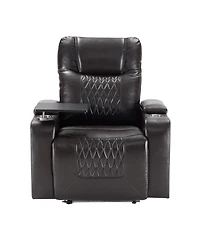 Clihome Power Motion Recliner with Usb Charging Port and Hidden Arm Storage 2 Convenient Cup Holders Design and 360° Swivel Tray