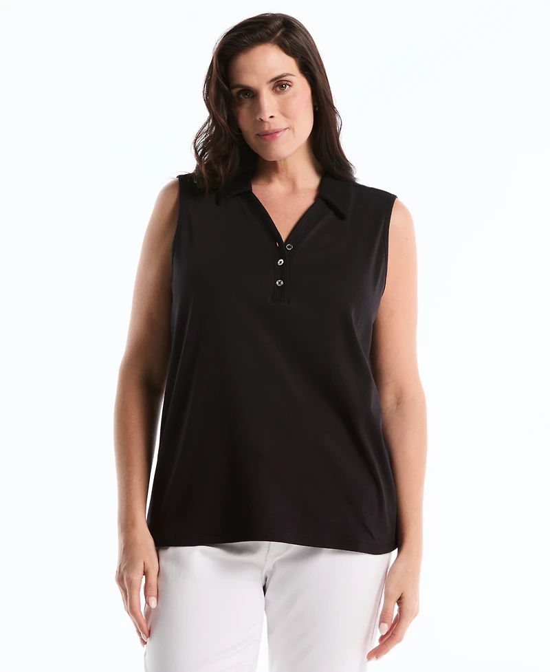 Rafaella Plus Sleeveless Polo Top