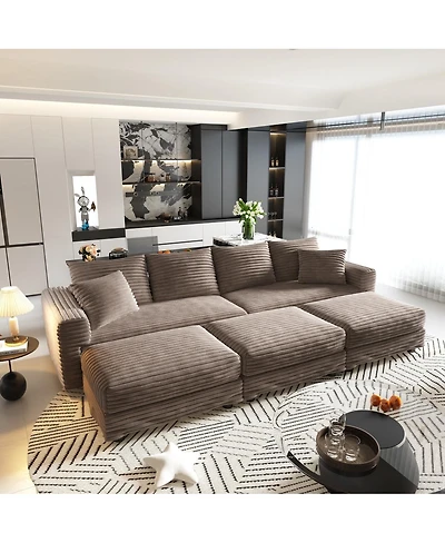 Streamdale Furniture Plush Corduroy 4-Seat Sofa