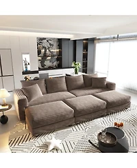 Streamdale Furniture Plush Corduroy 4-Seat Sofa