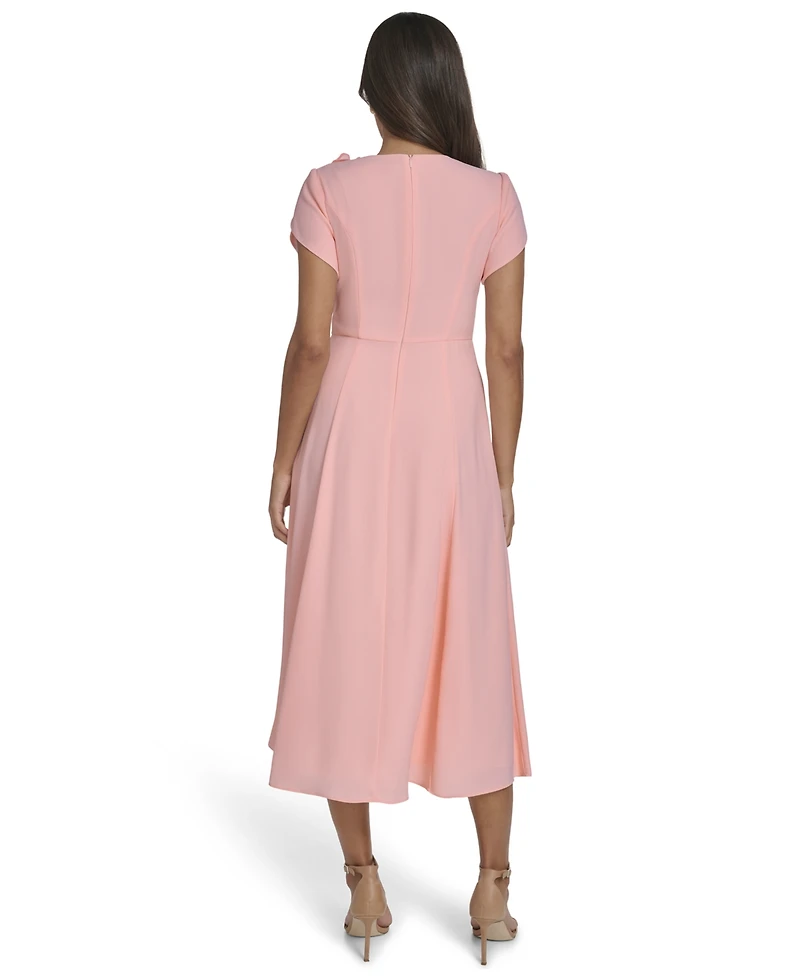 Eliza J Petite Short-Sleeve Jewel Neck Dress