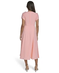 Eliza J Petite Short-Sleeve Jewel Neck Dress