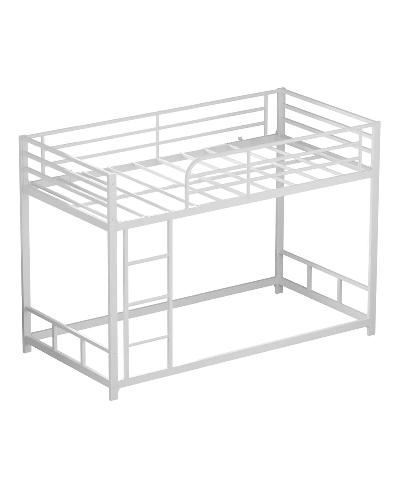 Streamdale Furniture Twin Over Twin Metal Bunk Bed with Guard Rails & Ladder, Space-Saving