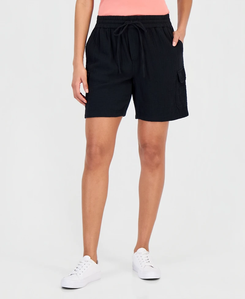 Style & Co Women's Cotton Gauze Pull-On Cargo Shorts, Macy's Exclusive