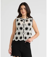 Nvlt Women's Crochet Button Front Vest