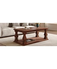 Streamdale Furniture Farmhouse Coffee Table, Rustic Living Room Table with Storage Shelf