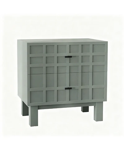 Yigii Light Green Nightstand with Grid Design