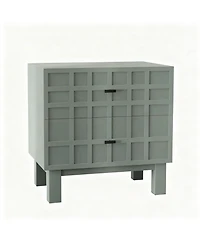Yigii Light Green Nightstand with Grid Design