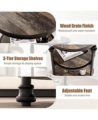 gaomon Round End Table, Small Side Table with 3 Shelves for Living Room, Bedroom, Night Stand Accent Coffee Table with Steel Frame