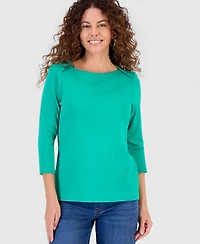 Style & Co Women's Pima Cotton 3/4-Sleeve Boat-Neck Top, Created for Macy's