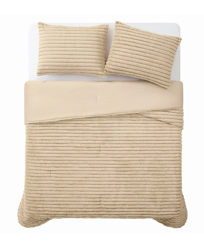 Frye Channel Faux Fur 3-Pc. Comforter Set
