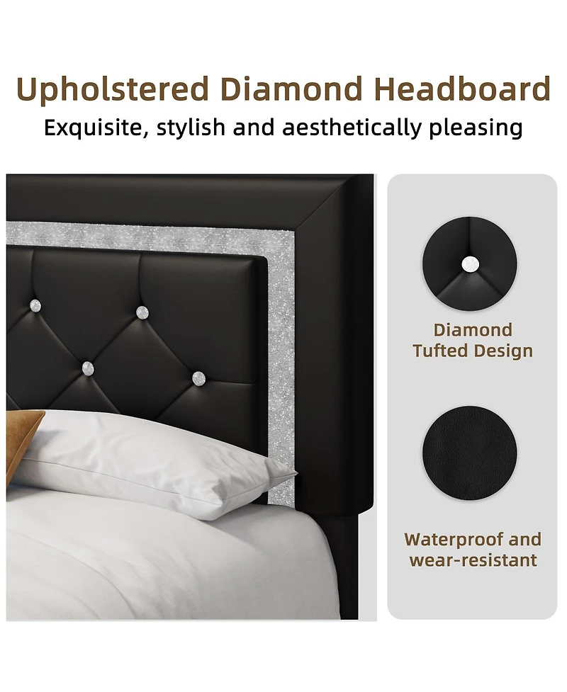Streamdale Furniture Queen Size Bed Frame with Led Headboard