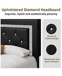 Streamdale Furniture Queen Size Bed Frame with Led Headboard