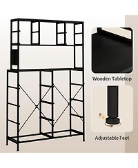 gaomon Dresser for Bedroom Drawer Fabric Chest with Led Lighting, Power Outlet and Open Shelves, Wood Top & Metal Frame for Bedroom, Hallway