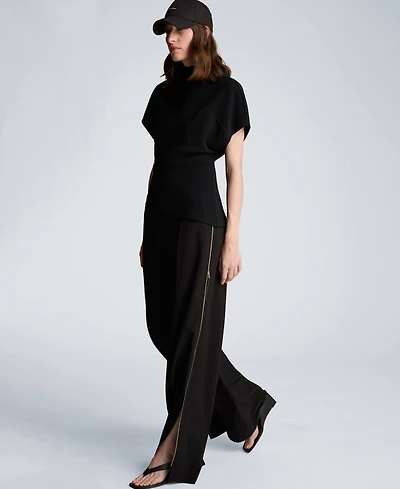 Kenneth Cole Women's High-Rise Wide-Leg Boyfriend Pants