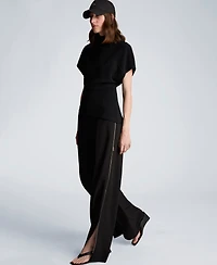 Kenneth Cole Women's High-Rise Wide-Leg Boyfriend Pants