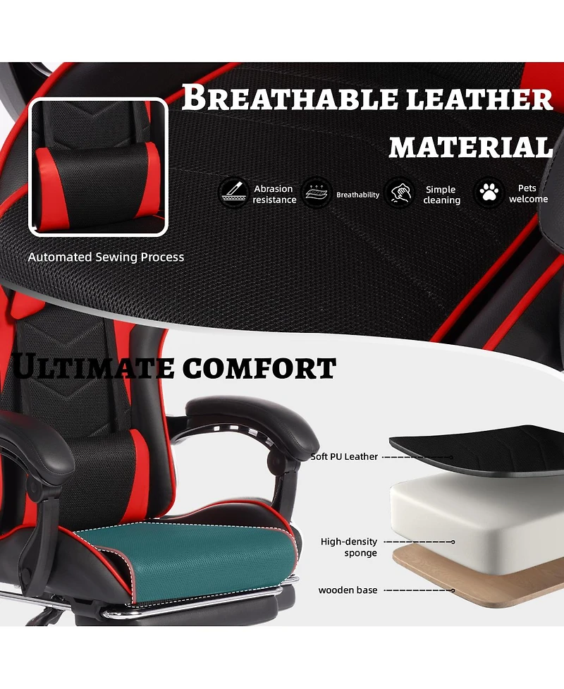 Streamdale Ergonomic Gaming Chair with Footrest & Lumbar Support