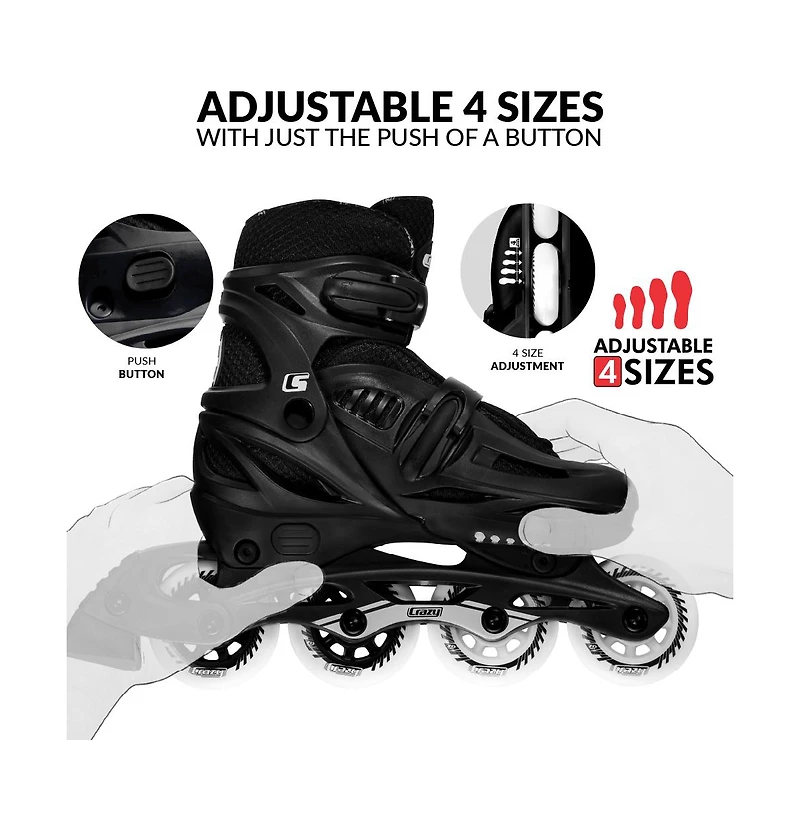 Crazy Skates Blade Adjustable Inline with Urethane Wheels