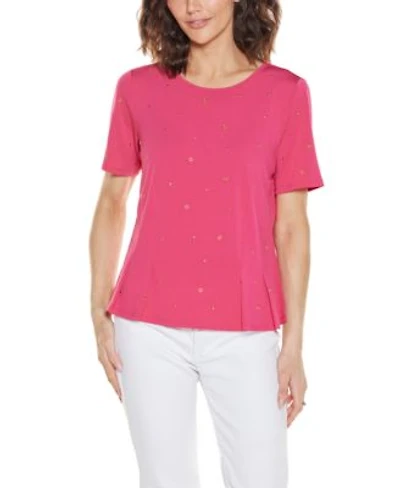 Belldini Womens Grommet Nailhead Pleated Hem Top
