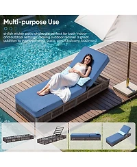 Gymojoy Brown Pe Wicker Outdoor Chaise Lounge with 5 In. Thick Olefin Cushions Patio Chair for Sunroom