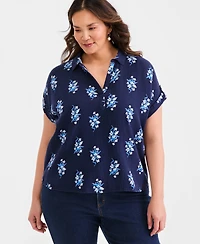 Style & Co Plus Collared Popover Top, Macy's Exclusive