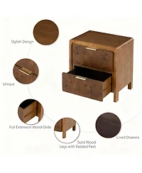 Yigii Rustic Nightstand, Farmhouse Style, No Assembly, Durable