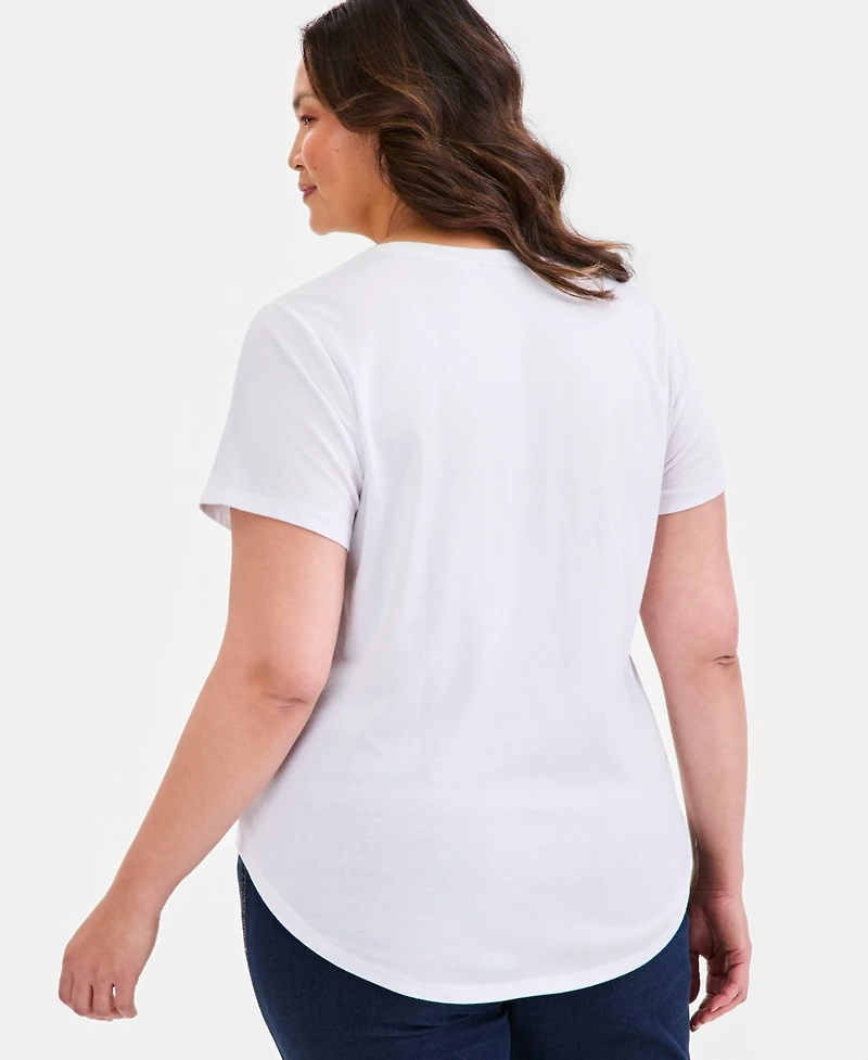 Style & Co Plus Graphic Short-Sleeve Crewneck T-Shirt, Macy's Exclusive