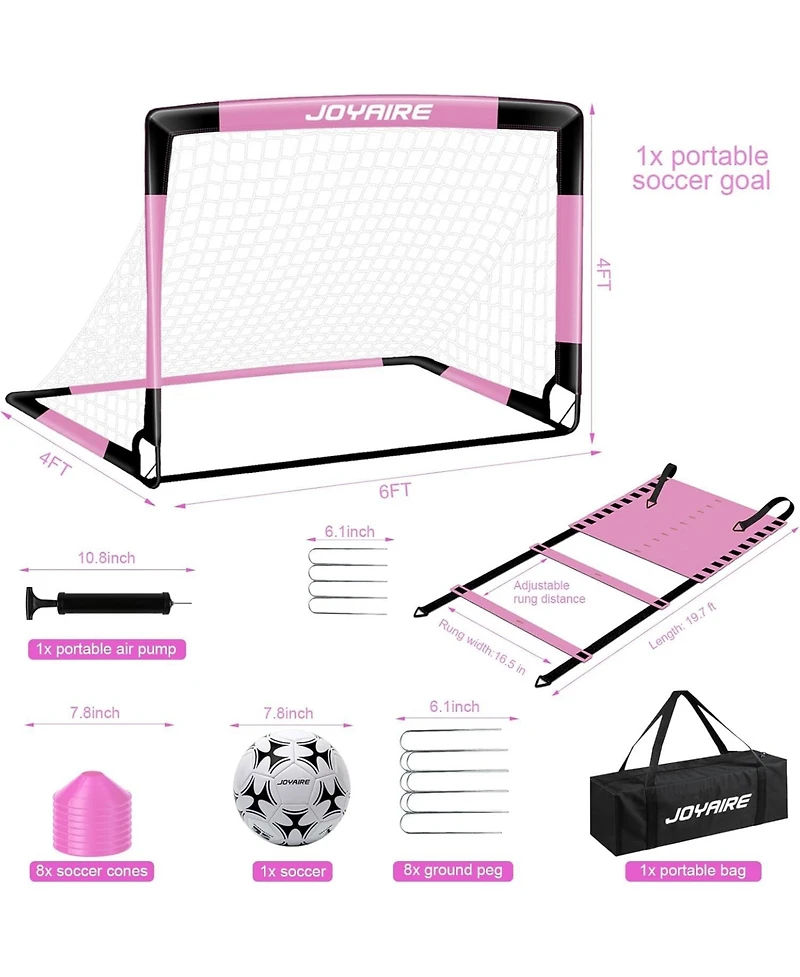 Joyaire Pro-Grade 6x4ft Kids Pop-Up Soccer Goal - 5-Layer Tear-Resistant Net & 10mm Poles, Portable Backyard Training Set with Size 4 Ball